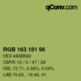 Color code: RGB 163 181 96 | qconv.com