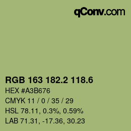 カラーコード: RGB 163 182.2 118.6 | qconv.com