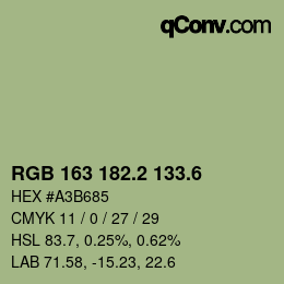カラーコード: RGB 163 182.2 133.6 | qconv.com