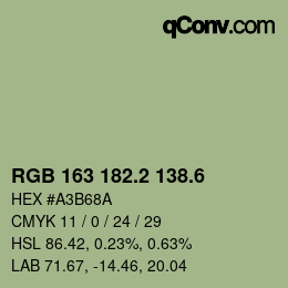 カラーコード: RGB 163 182.2 138.6 | qconv.com