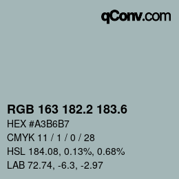 カラーコード: RGB 163 182.2 183.6 | qconv.com