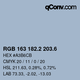 カラーコード: RGB 163 182.2 203.6 | qconv.com