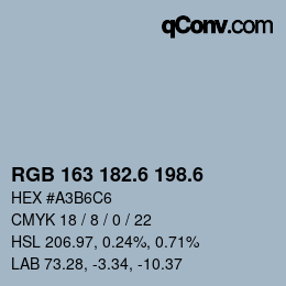 カラーコード: RGB 163 182.6 198.6 | qconv.com
