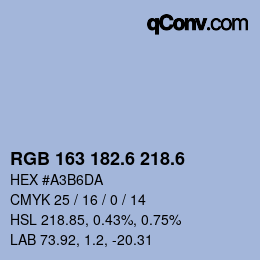 カラーコード: RGB 163 182.6 218.6 | qconv.com