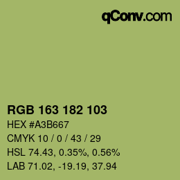 Color code: RGB 163 182 103 | qconv.com
