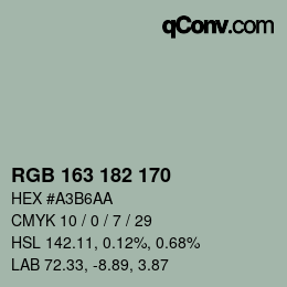 Color code: RGB 163 182 170 | qconv.com