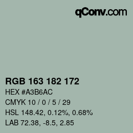 Color code: RGB 163 182 172 | qconv.com