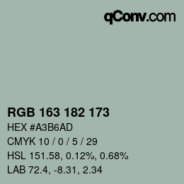 Color code: RGB 163 182 173 | qconv.com