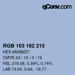 Color code: RGB 163 182 215 | qconv.com