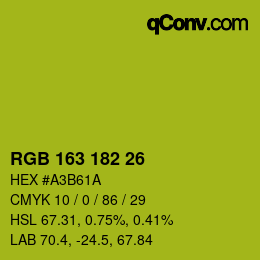Color code: RGB 163 182 26 | qconv.com