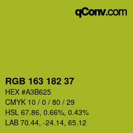 Color code: RGB 163 182 37 | qconv.com