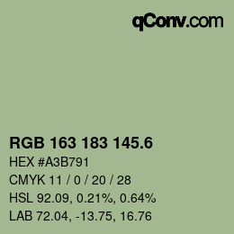 カラーコード: RGB 163 183 145.6 | qconv.com