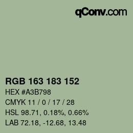 Color code: RGB 163 183 152 | qconv.com
