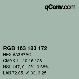 Color code: RGB 163 183 172 | qconv.com