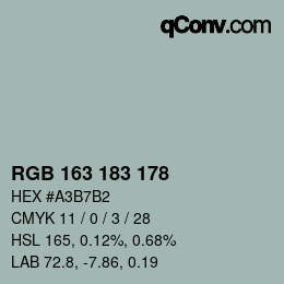 Color code: RGB 163 183 178 | qconv.com