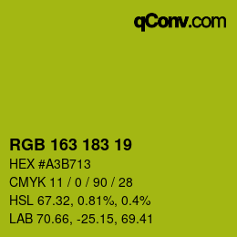 Color code: RGB 163 183 19 | qconv.com