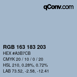 Color code: RGB 163 183 203 | qconv.com