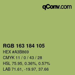 カラーコード: RGB 163 184 105 | qconv.com