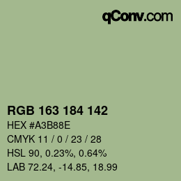 Color code: RGB 163 184 142 | qconv.com