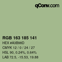 Color code: RGB 163 185 141 | qconv.com