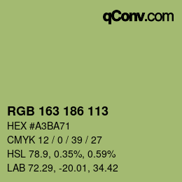 Color code: RGB 163 186 113 | qconv.com
