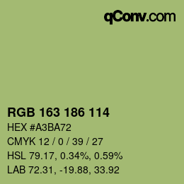 Color code: RGB 163 186 114 | qconv.com