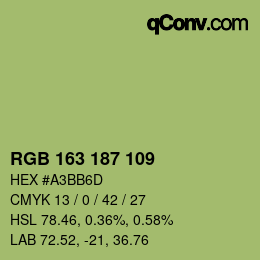 Código de color: RGB 163 187 109 | qconv.com