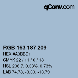 Color code: RGB 163 187 209 | qconv.com
