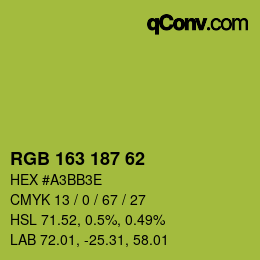 Color code: RGB 163 187 62 | qconv.com