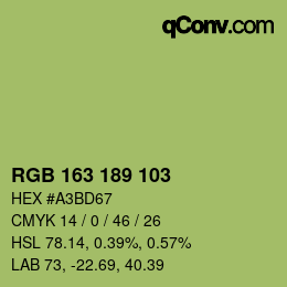 Color code: RGB 163 189 103 | qconv.com