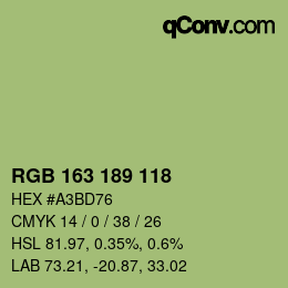 カラーコード: RGB 163 189 118 | qconv.com