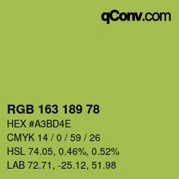 Color code: RGB 163 189 78 | qconv.com