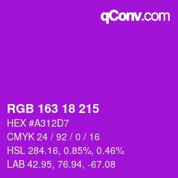 Color code: RGB 163 18 215 | qconv.com