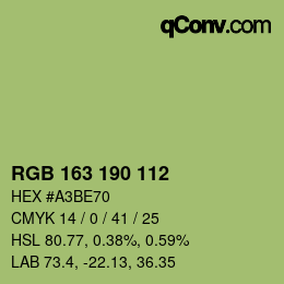 カラーコード: RGB 163 190 112 | qconv.com