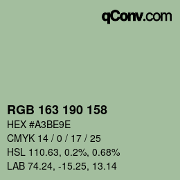 Color code: RGB 163 190 158 | qconv.com