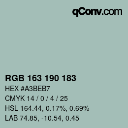Color code: RGB 163 190 183 | qconv.com