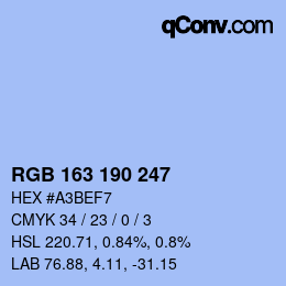 Code couleur: RGB 163 190 247 | qconv.com