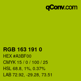 Color code: RGB 163 191 0 | qconv.com