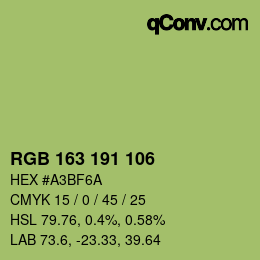 Color code: RGB 163 191 106 | qconv.com