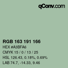 Color code: RGB 163 191 166 | qconv.com