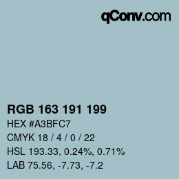 Código de color: RGB 163 191 199 | qconv.com