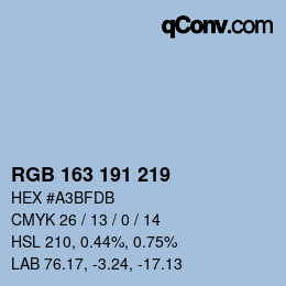 Color code: RGB 163 191 219 | qconv.com