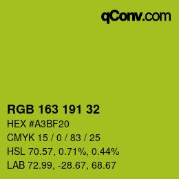 Color code: RGB 163 191 32 | qconv.com