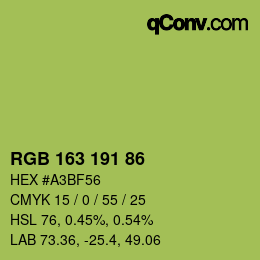 Color code: RGB 163 191 86 | qconv.com