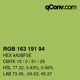 Color code: RGB 163 191 94 | qconv.com