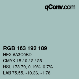 Color code: RGB 163 192 189 | qconv.com