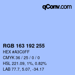 Color code: RGB 163 192 255 | qconv.com