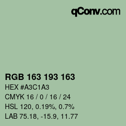 Color code: RGB 163 193 163 | qconv.com