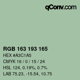 Color code: RGB 163 193 165 | qconv.com