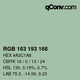 Color code: RGB 163 193 168 | qconv.com